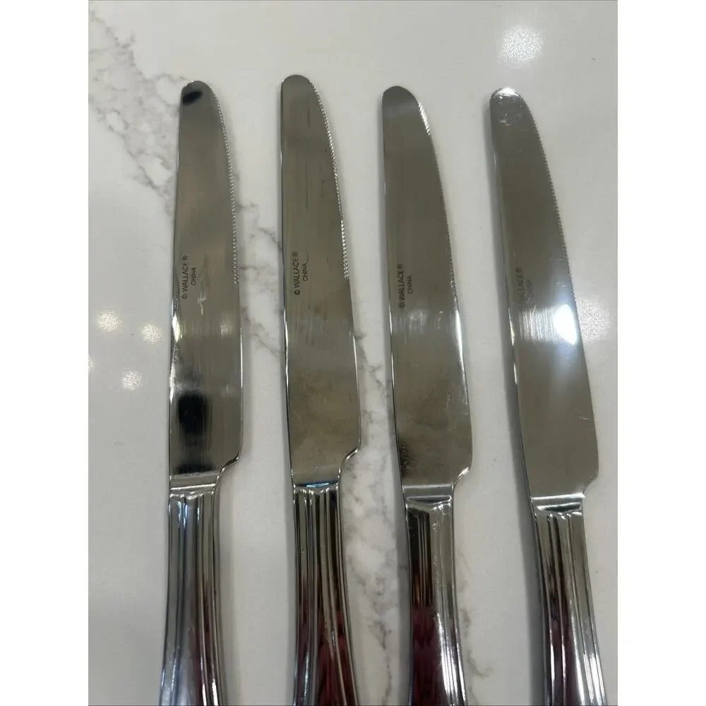Wallace ARLINGTON Stainless Flatware Set of 3‎ Dinner Knives 9” Glossy Outline